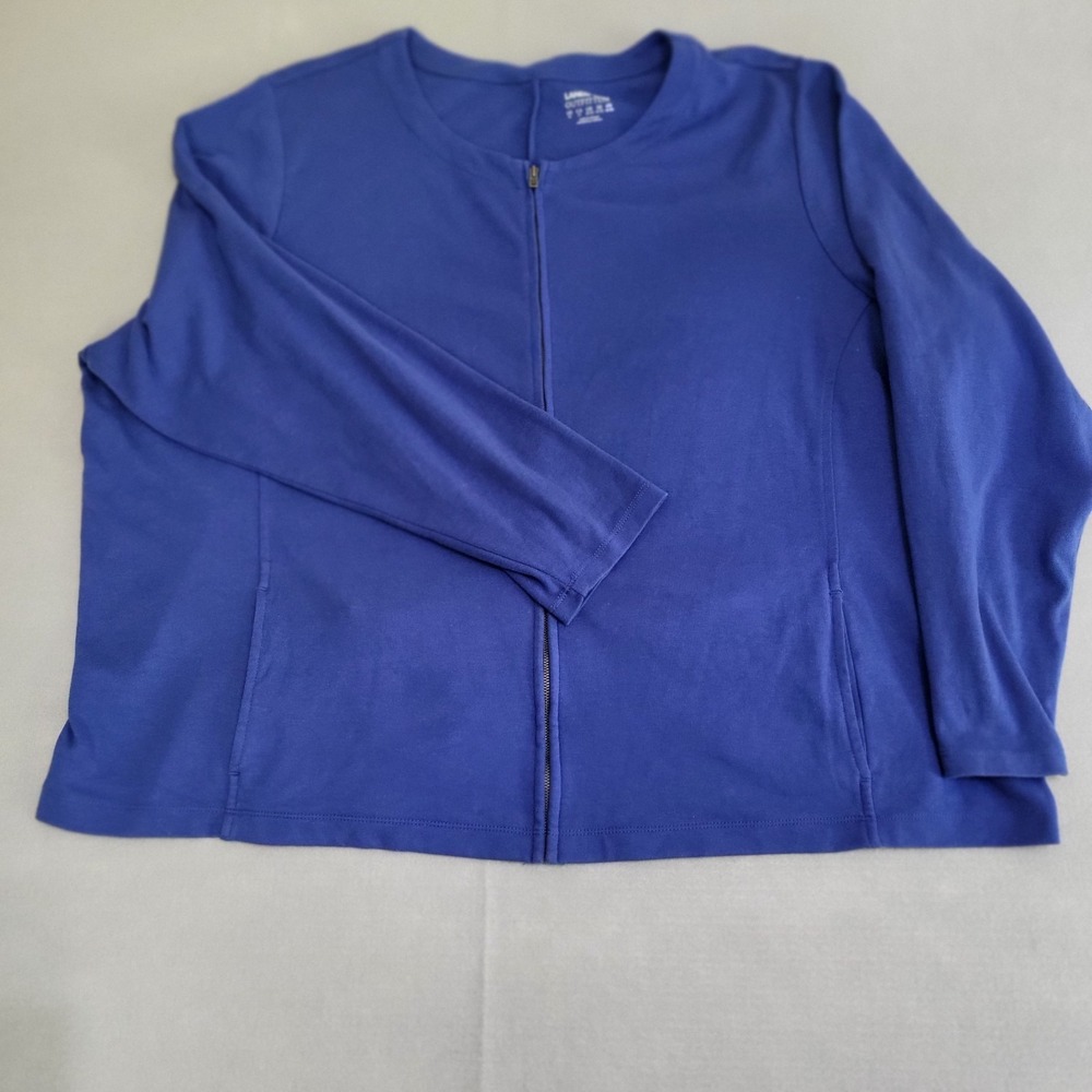 Lands' End Outfitters Long Sleeve Zip Front Jacket Women's Size 3X Pockets‎ Blue